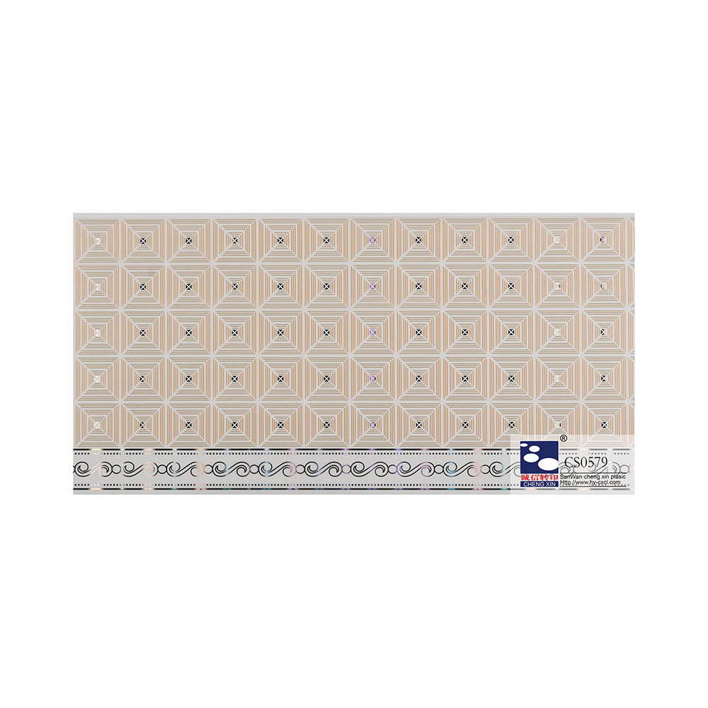 Nuevos diseños de madera, estilo moderno, lámina de estampado en caliente para techo de PVC con buen servicio CS0579
