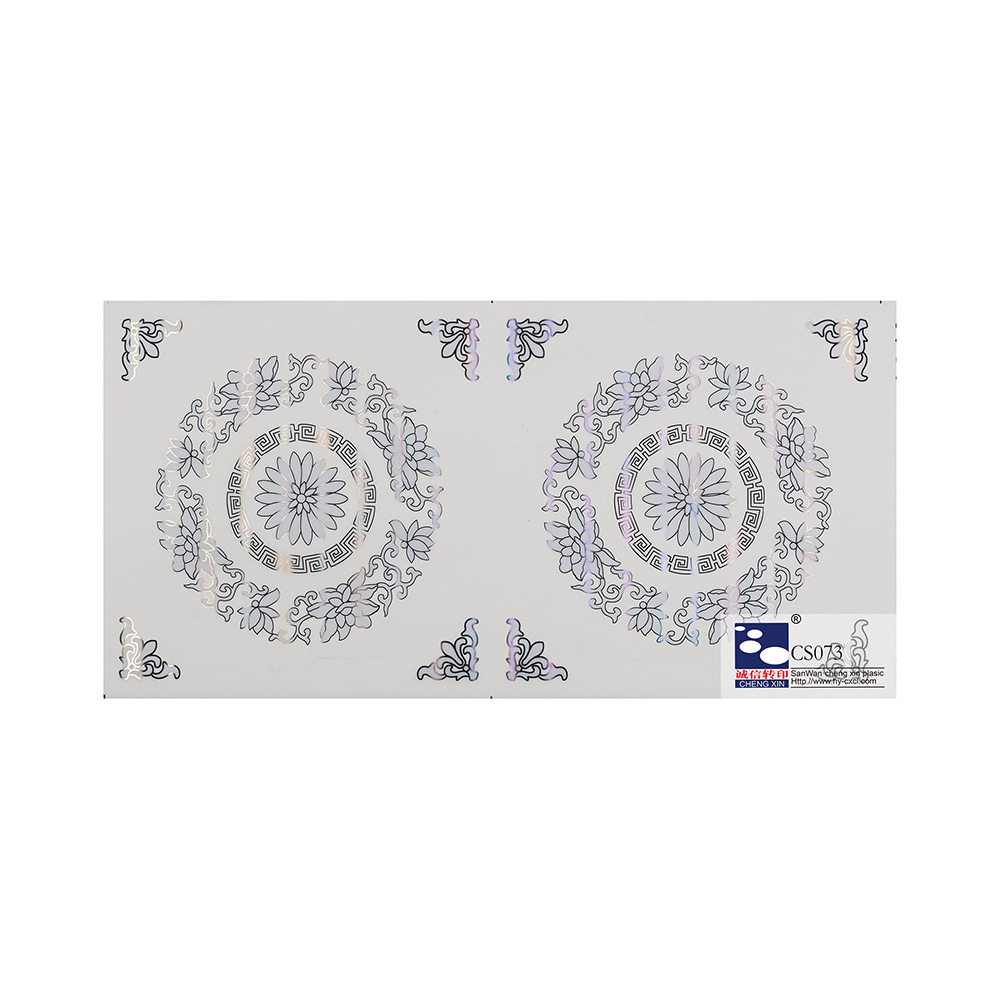 Nuevos diseños, película de grano de madera de estilo moderno, lámina de estampado en caliente para techo de PVC CS073