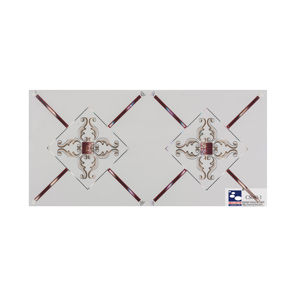 Hoja de estampación en caliente de grano de madera de estilo moderno de nuevos diseños bien hechos para techo de PVC CS080-1